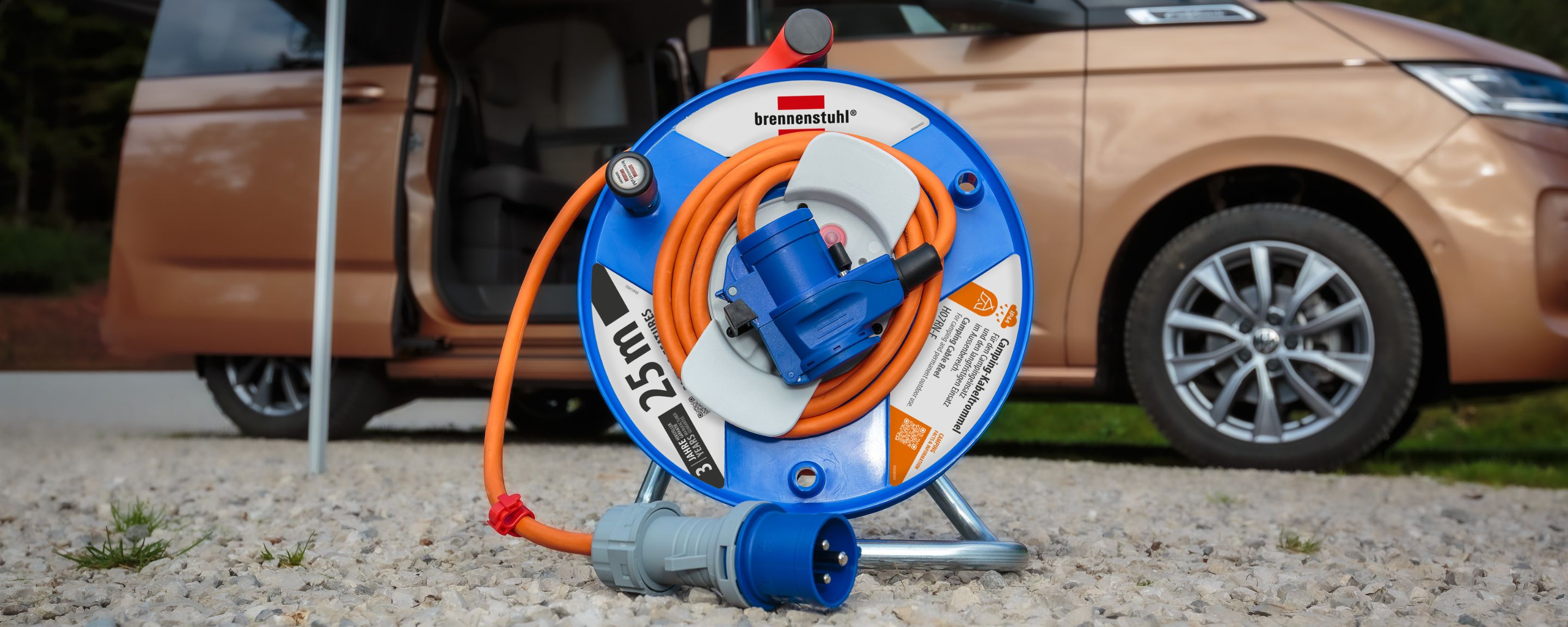 Una enrolladora de cable de camping de Brennenstuhl