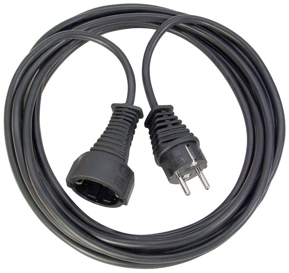 Cable de extensión corto con enchufe de ángulo plano 10m H05VV-F3G1,5 negro