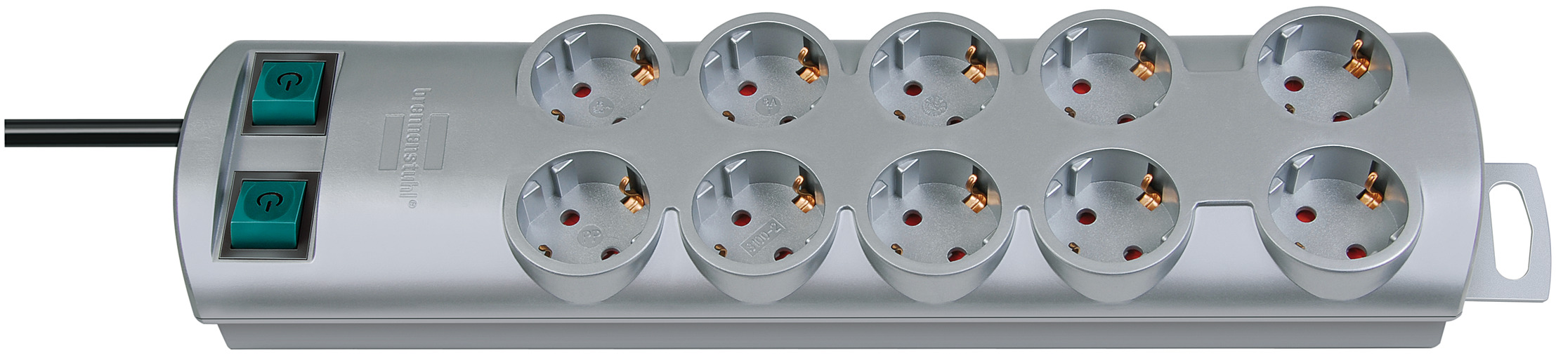 Brennenstuhl Regleta Enchufes con 10 tomas corriente y 2 interruptores  individuales (cable de 2 m, interruptor