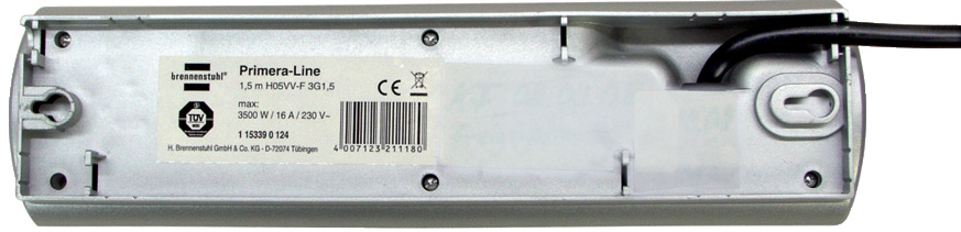 Regleta Primera-Line 10 tomas plata 2m H05VV-F 3G1,5 interruptor cada 5  tomas