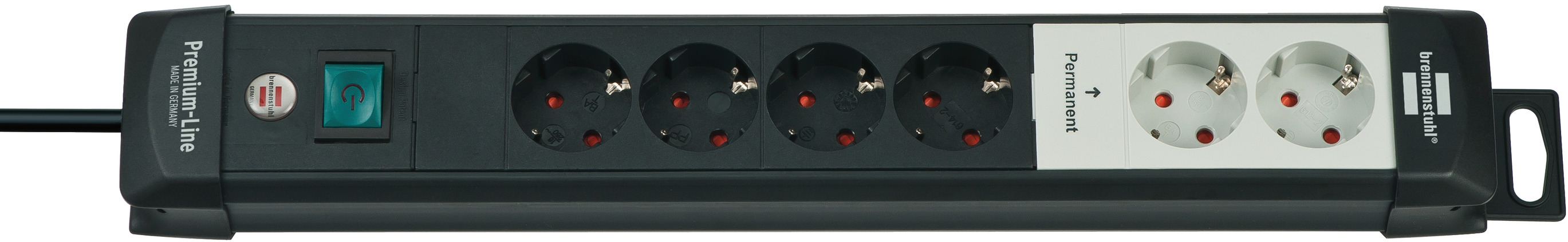Regleta Premium-Alu-Line técnica 12-tomas Duo negro 3m H05VV-F 3G1,5  interruptor cada 6 tomas