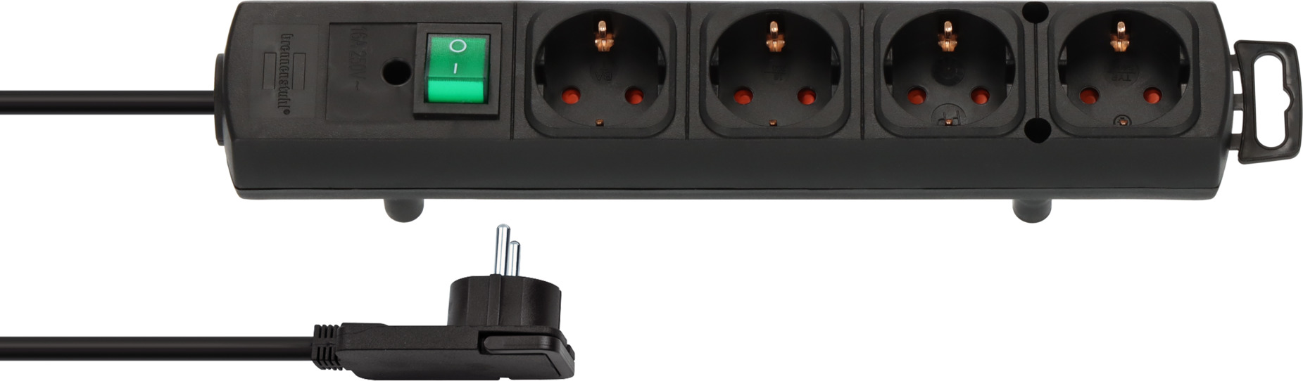 Regleta ComfortLine Plus con pestañas enchufes 4 negro 2m H05VVF 3G1