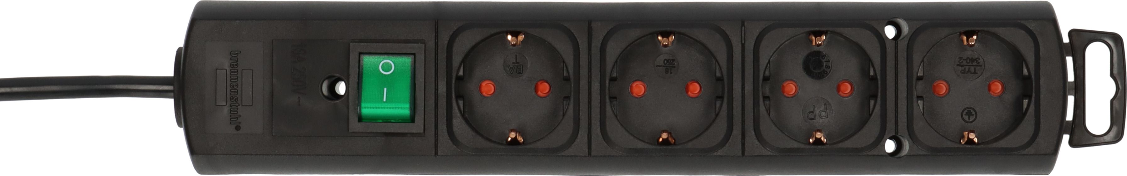 Regleta Comfort-Line Plus con pestañas enchufes 4 negro 2m H05VV-F