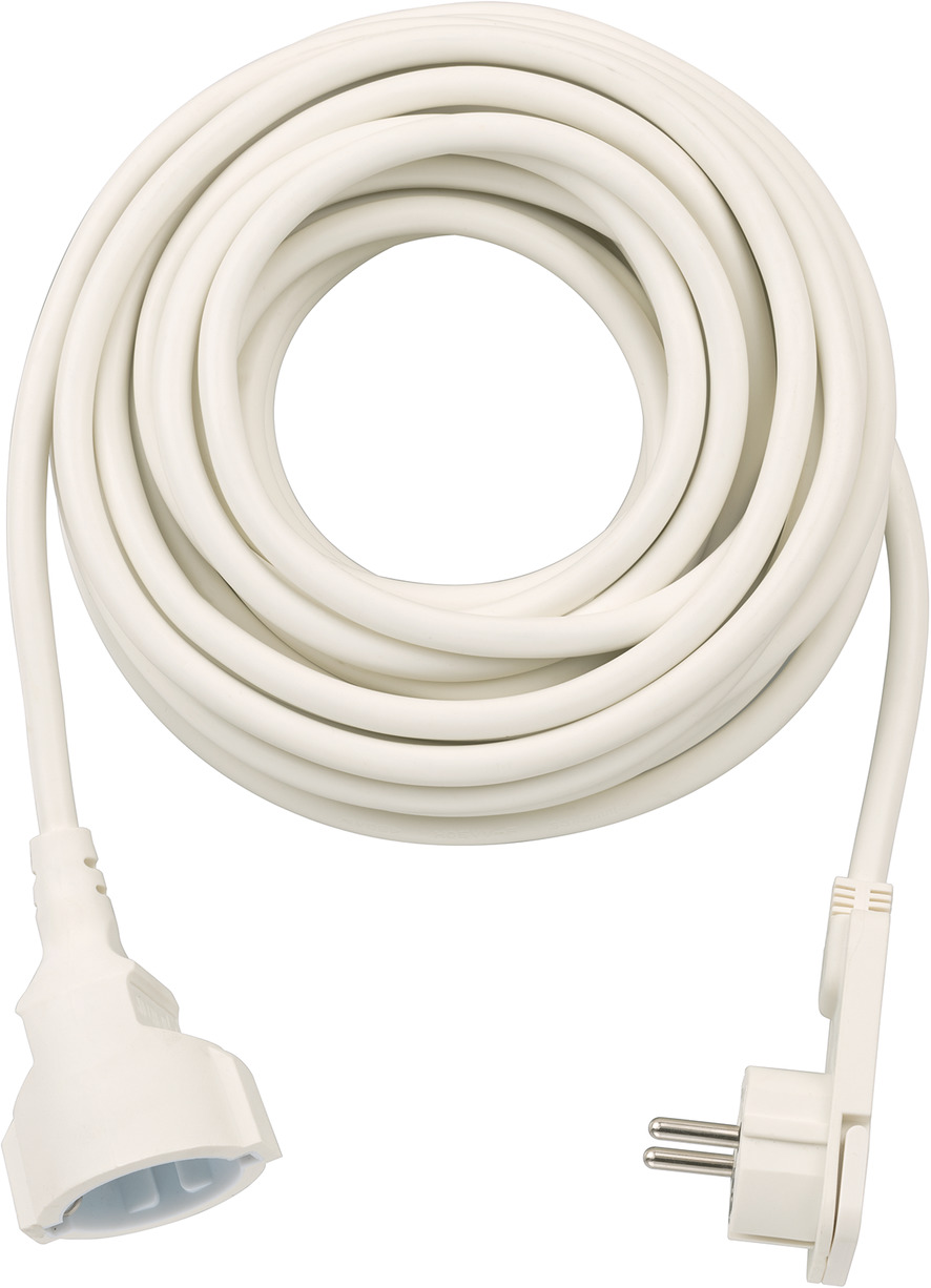 Cable de extensión corto con enchufe de ángulo plano 10m H05VV-F3G1,5  blanco