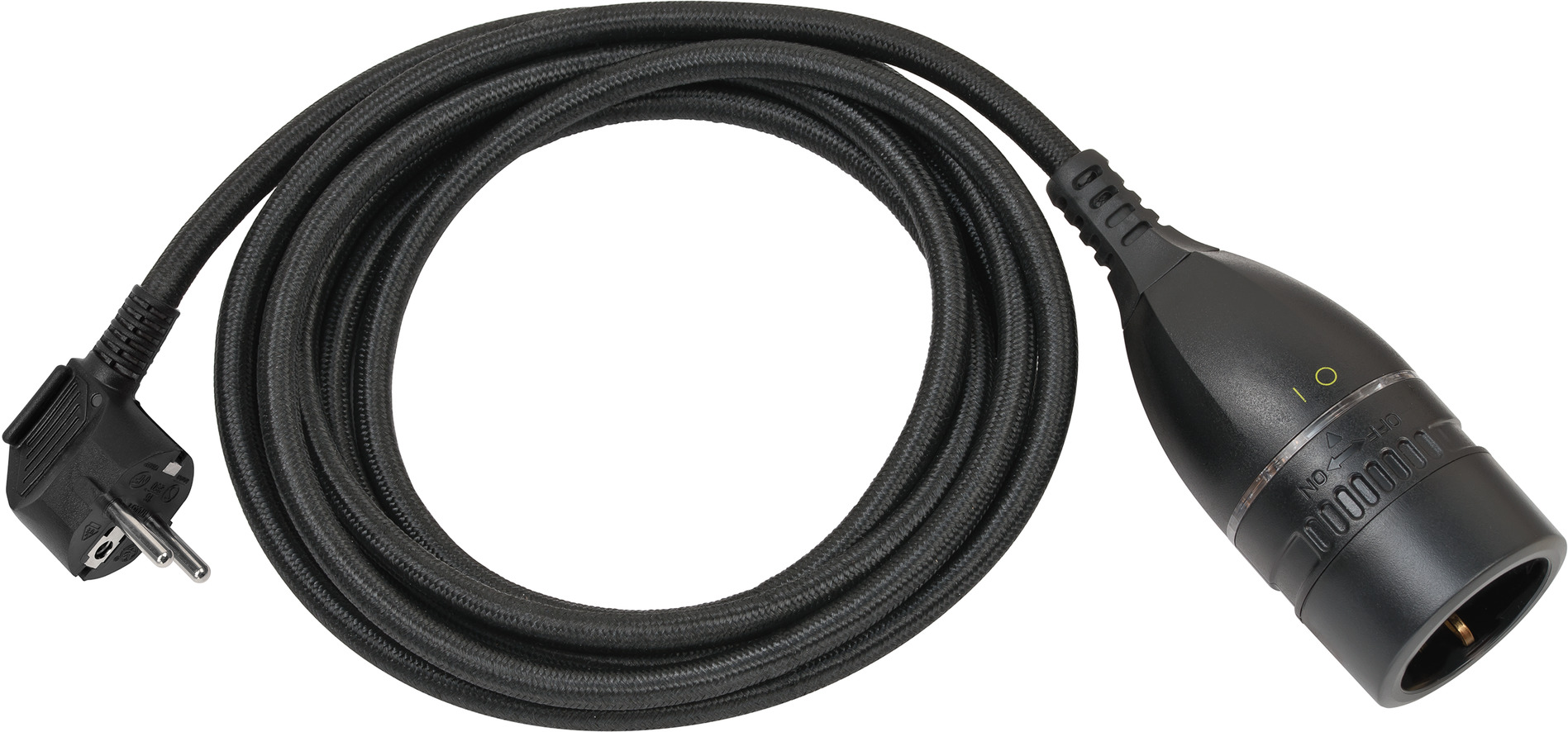 Cable alargador de plástico de alta calidad con interruptor giratorio y  cubierta textil 3m H05VV-F 3G1,5 negro