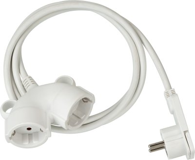 Cable alargador de plástico de alta calidad con enchufe plano y doble  entrada 10m H05VV-F 3G1,5 blanco